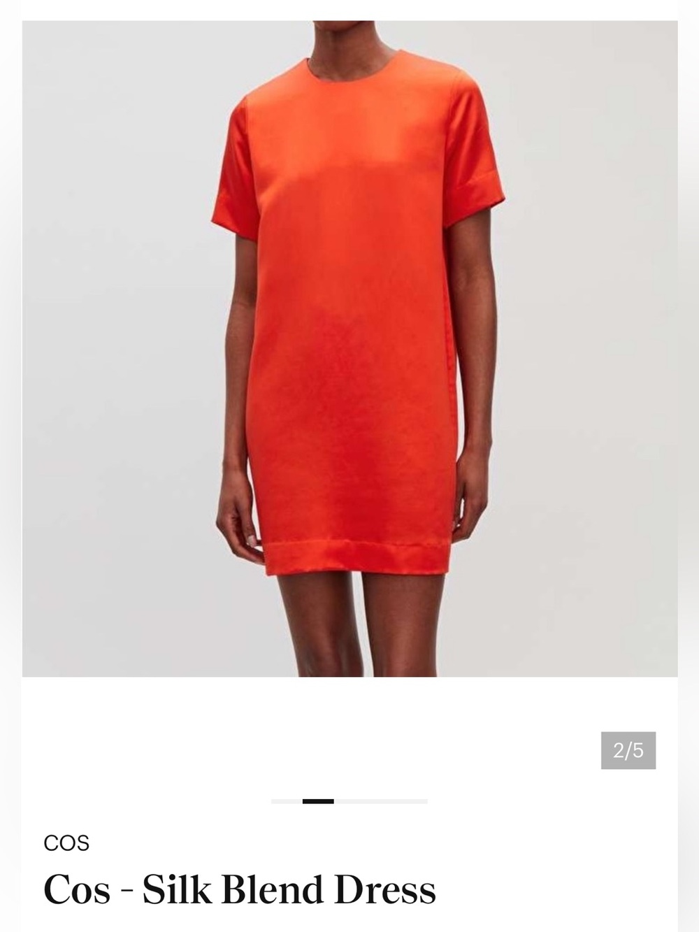 COS Short-Sleeve Silk Mini Dress in Bright Orange